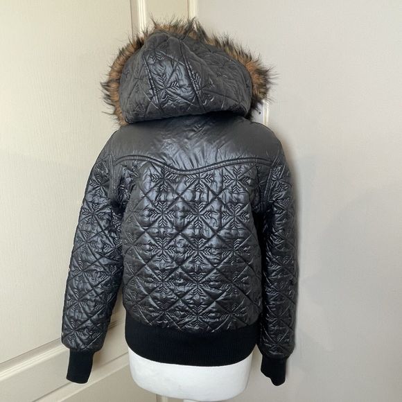 Adidas Respect Me Missy Elliot Jacket Size 14 Fur Hooded Black Puffa Puffer Y2K - Picture 8 of 16